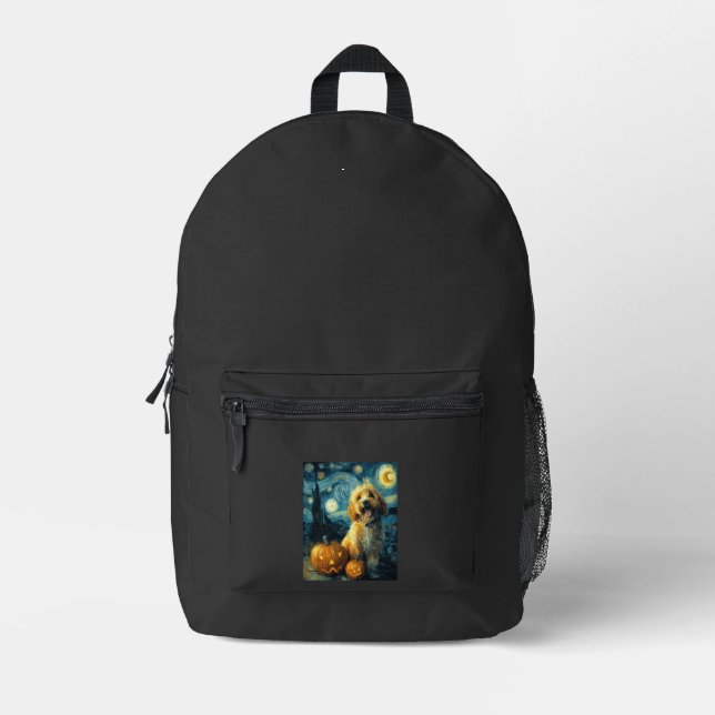 Sac À Dos Imprimé Cavapoo Chien Mignon Halloween Jack O Lantern Citr (Recto)