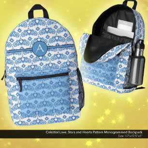 Sac À Dos Imprimé Celestial Love Stars Coeurs Motif Monogramme