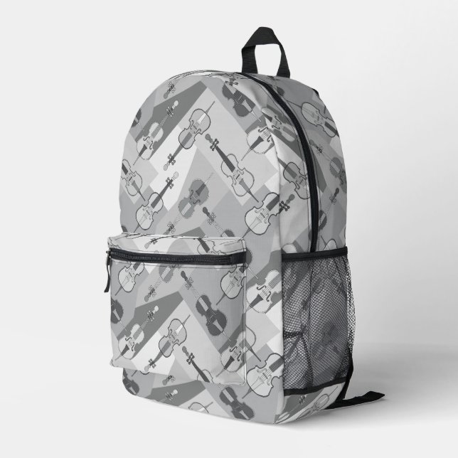 Sac À Dos Imprimé Cellos à galets gris (Coin arrière droit)