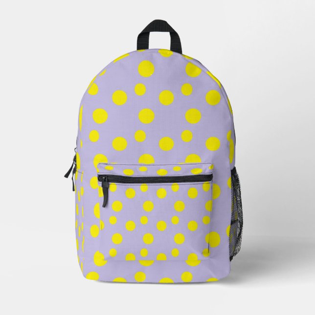 Sac À Dos Imprimé Cercles jaunes sur violet (Recto)