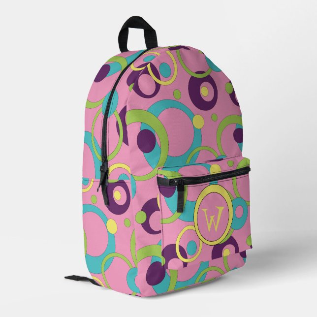 Sac À Dos Imprimé Cercles roses funky (Coin arrière gauche)