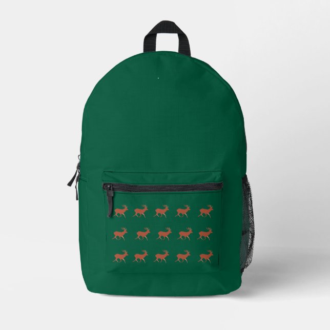 Sac À Dos Imprimé Cerf motif nordique vert   (Recto)