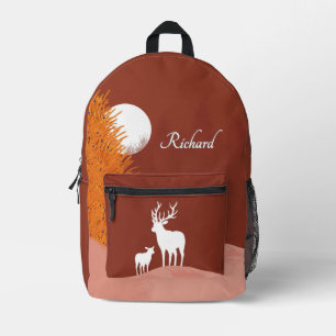 Sac À Dos Imprimé Cerf sur la colline au clair de lune Personnel