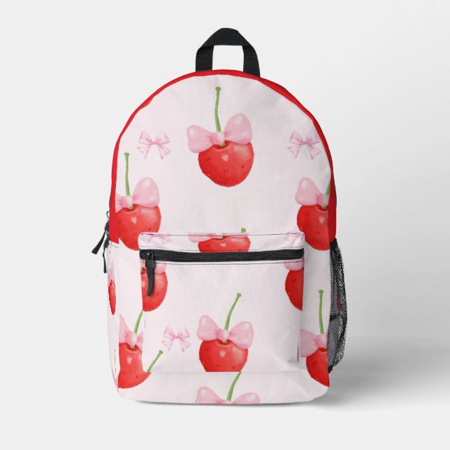 SAC À DOS IMPRIMÉ CERISES ROUGES RETOUR À L'ÉCOLE (Recto)