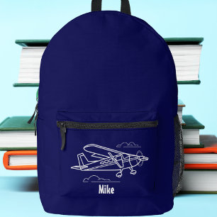 Sac À Dos Imprimé Cessna Avion Nuages Aviation Blue Nom personnalisé