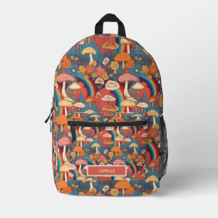 Sac À Dos Imprimé Champignons Rainbows Monogramme Nom Camp School