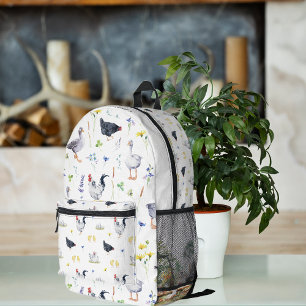 Sac À Dos Imprimé Charmant poulailler de ferme rustique   Monogramme