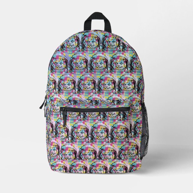 Sac À Dos Imprimé Chat Astronaute (Recto)