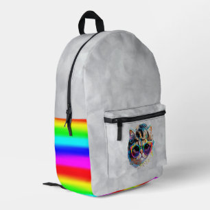 Sac À Dos Imprimé Chat dans une perruque + Lunettes de soleil (Peint
