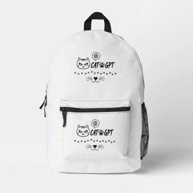 Sac À Dos Imprimé Chat GPT IA drôle Pixel Cat / Citation Tech de cha (Recto)