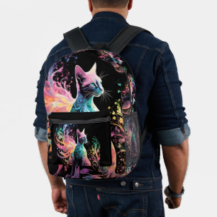 Sac À Dos Imprimé Chat Holographique Spectral : Un Prisme d'Élégance