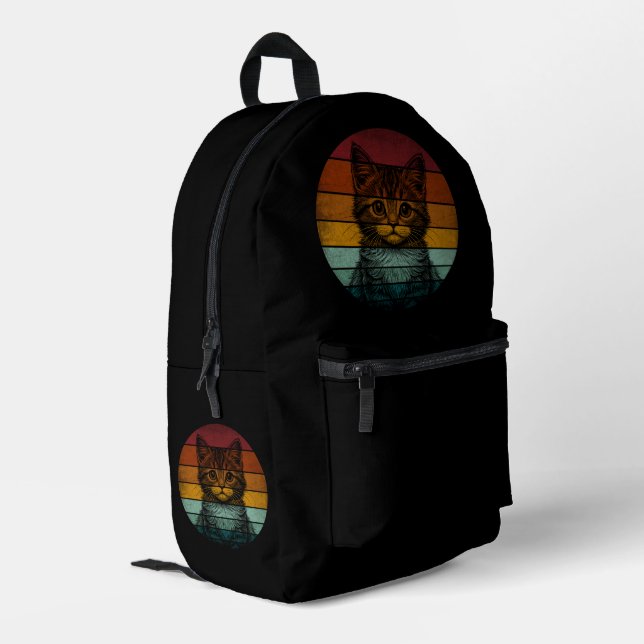 Sac À Dos Imprimé Chat mignon vintage rétro (Coin arrière gauche)