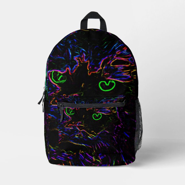Sac À Dos Imprimé Chat Neon Glow (Recto)