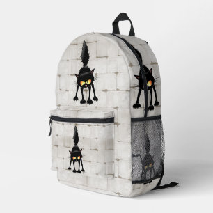 Sac À Dos Imprimé Chat noir de dessin animé drôle et féroce 