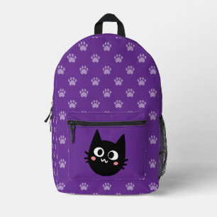 Sac À Dos Imprimé Chat noir drôle violet