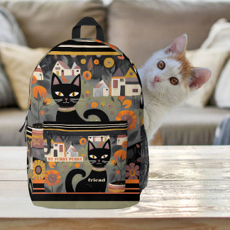 Sac À Dos Imprimé Chat noir mignon artistique