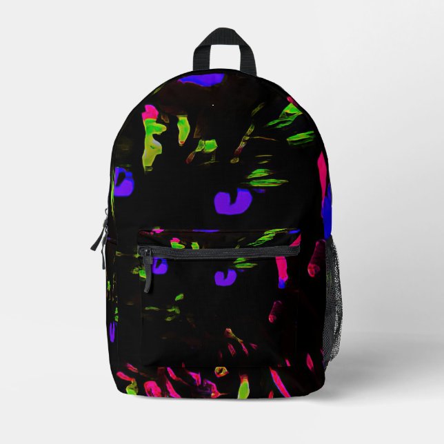 Sac À Dos Imprimé Chat noir néon avec yeux brillants (Recto)