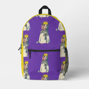 Sac À Dos Imprimé Chat royal en couronne et robe Graphisme Pop Art V
