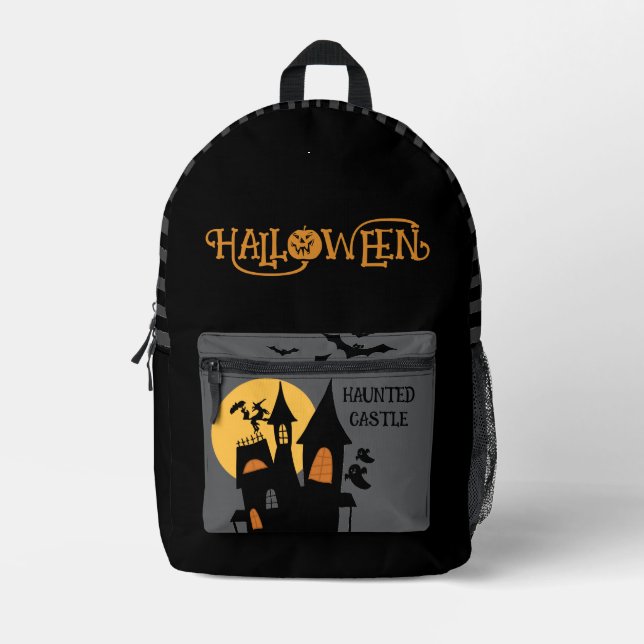 Sac À Dos Imprimé Château Hanté Halloween, Épouvantable (Recto)