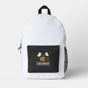 Sac À Dos Imprimé Chatloween Mignon Fantôme Chat Design Halloween_1
