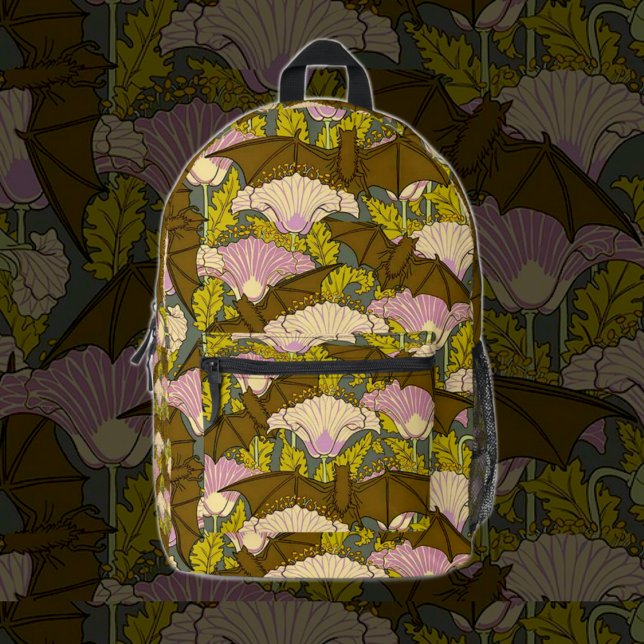 Sac À Dos Imprimé Chats Art nouveau avec fleurs (Créateur téléchargé)