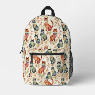 Sac À Dos Imprimé Chats dans un Motif d'aquarelle chinois