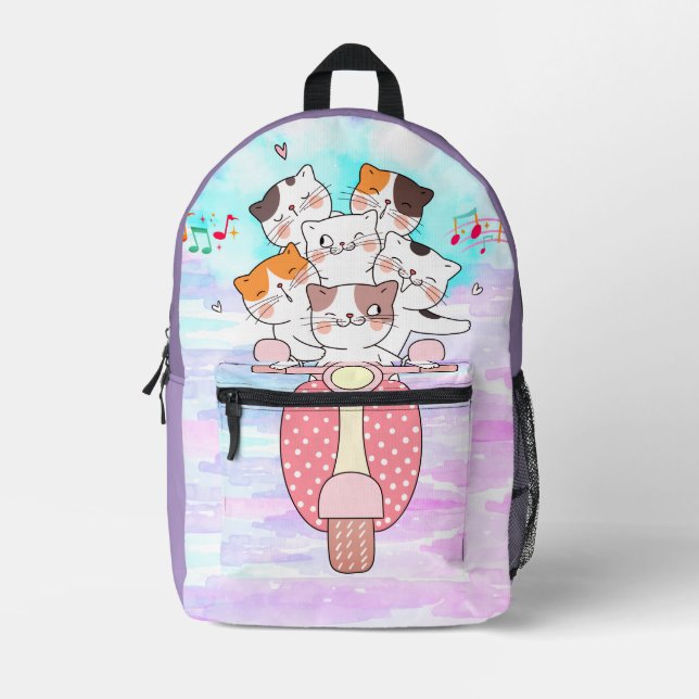 Sac À Dos Imprimé Chats drôles, Chats mignons, Chats heureux (Recto)