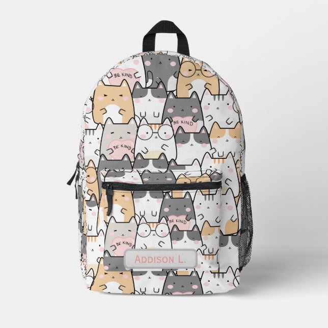 Sac À Dos Imprimé Chats Mignons Sois Gentil À L'infini (Recto)