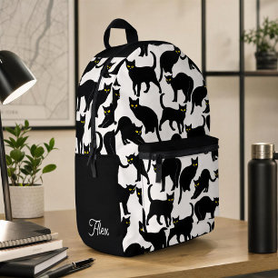 Sac À Dos Imprimé Chats noirs sur fond blanc