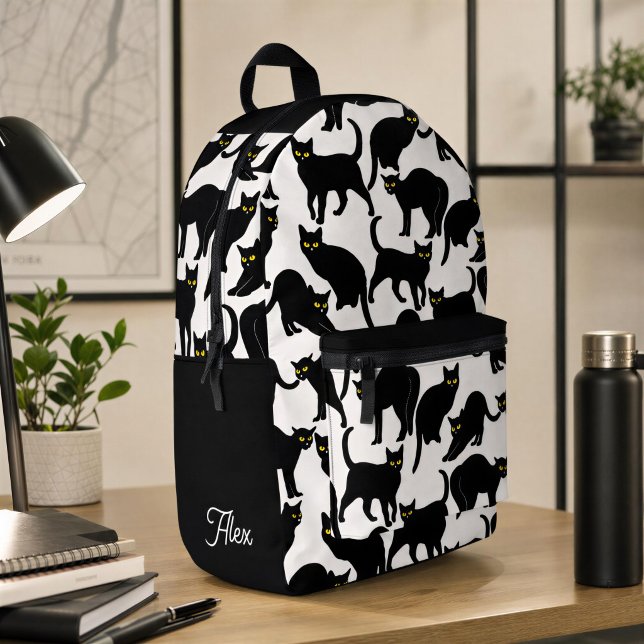 Sac À Dos Imprimé Chats noirs sur fond blanc (Créateur téléchargé)