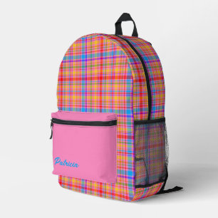Sac À Dos Imprimé Chaud rose Plaid Fun Personnalisé