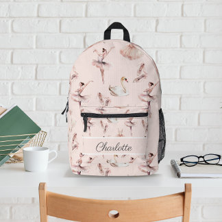 Sac À Dos Imprimé Chaussures Ballerina Pink Ballet Nom personnalisé