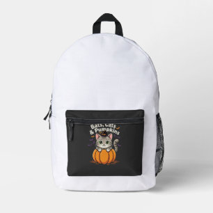 Sac À Dos Imprimé Chauves-souris de Halloween Chats et Citrouilles C
