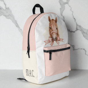 Sac À Dos Imprimé Cheval Féminin Ruban Rose Aquarelle École Filles M
