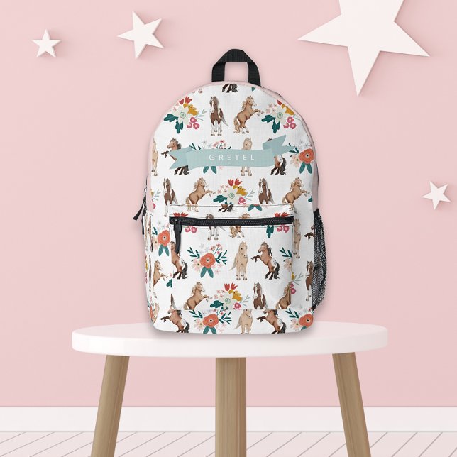 Sac À Dos Imprimé Cheval Floral/Motif Poney White Girl (Créateur téléchargé)