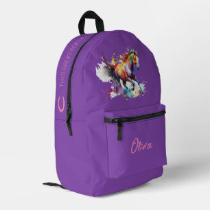 Sac À Dos Imprimé Cheval Personnalisé Fille Violet