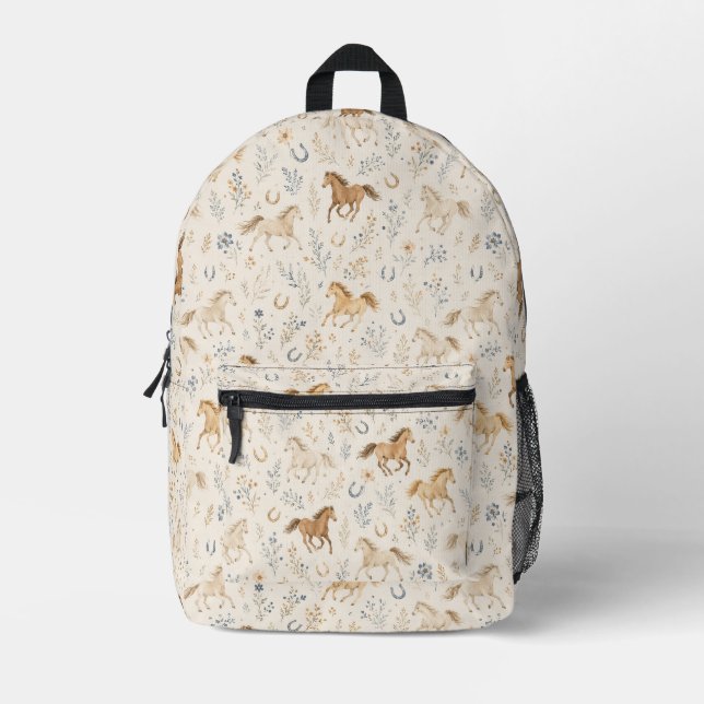 Sac À Dos Imprimé Chevaux Floral  (Recto)