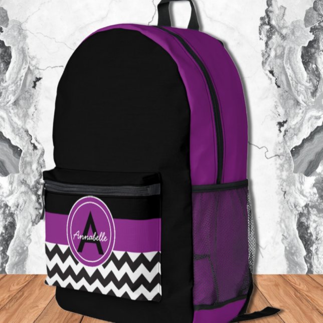 Sac À Dos Imprimé Chevron violet noir (Créateur téléchargé)