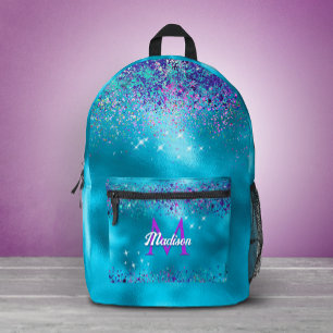 Sac À Dos Imprimé Chic Bleu rose iridescent paillettes monogramme