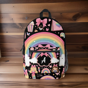 Sac À Dos Imprimé chic mignonne filles joli monogramme noir enfants