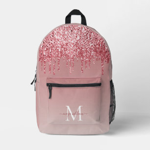 Sac À Dos Imprimé Chic Monogram Girly Rose Gold Parties scintillant