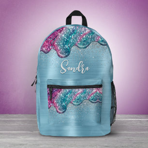 Sac À Dos Imprimé Chic monogramme aux gouttes de bleu poussiéreux vi