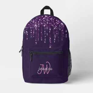 Sac À Dos Imprimé Chic Monogramme Girly Hot Purple Parties scintilla