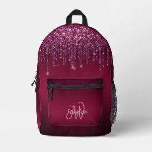 Sac À Dos Imprimé Chic Monogramme Girly Hot Rose Parties scintillant