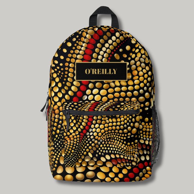 Sac À Dos Imprimé Chic Motif noir et jaune Monogramme moderne (Créateur téléchargé)
