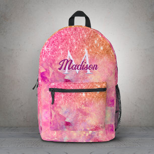 Sac À Dos Imprimé Chic ombre rose blush rose pailleté monogramme