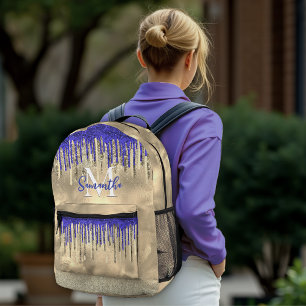 Sac À Dos Imprimé Chic parties scintillant d'or bleu royal gouttes m