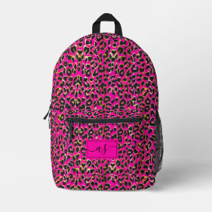 Sac À Dos Imprimé Chic Rose Chaud & Imprimé Léopard Noir Monogrammé