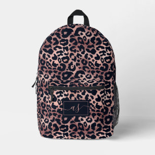 Sac À Dos Imprimé Chic Rose or noir Empreinte de léopard Monogrammé