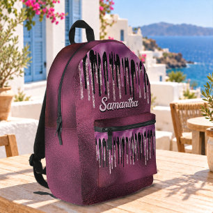 Sac À Dos Imprimé Chic rose vif noir paillettes monogramme